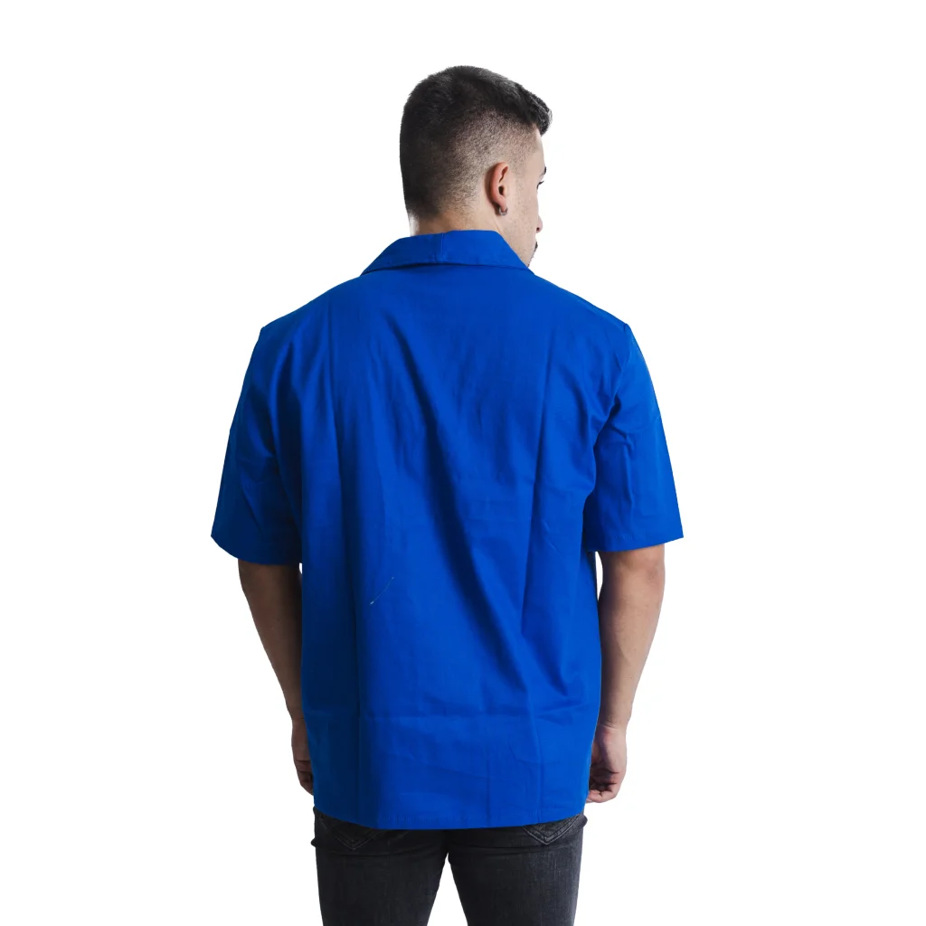 Camisa Brim Azul Royal Gola Italiana Manga Curta 2