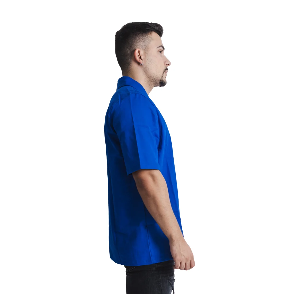 Camisa Brim Azul Royal Gola Italiana Manga Curta 3