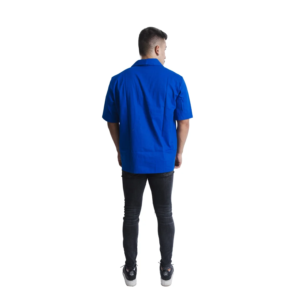 Camisa Brim Azul Royal Gola Italiana Manga Curta 5